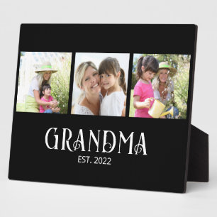 Grandma Established Modern Script 3 Photo Plaque