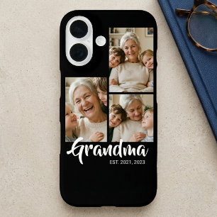 Grandma Established Modern Script Black 3 Photo iPhone 16 Case