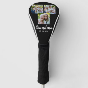 Grandma Established Modern Script Black 3 Photo Golf Head Cover