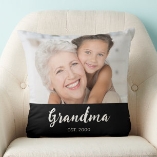 Grandma Established Modern Script Photo Cushion
