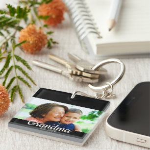 Grandma Established Modern Script Photo Key Ring