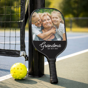 Grandma Established Modern Script Photo Pickleball Paddle