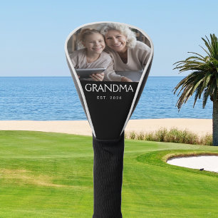 Grandma Established Modern Typography Photo Golf Head Cover