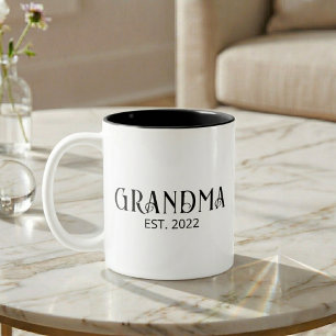 Grandma Established New Grandma Gift Two-Tone Coffee Mug