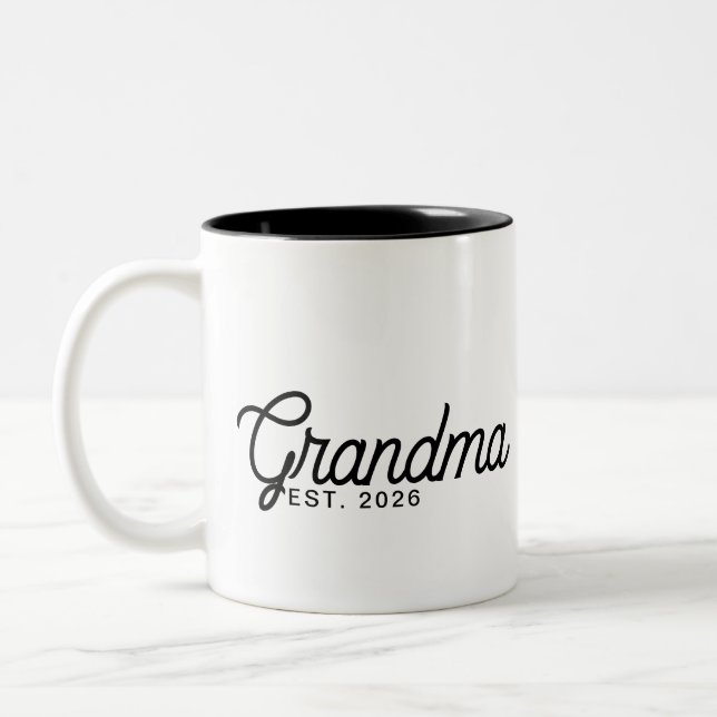 Grandma Established New Grandma Gift Two-Tone Coffee Mug (Left)