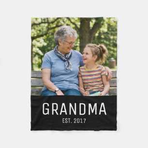 Grandma Established Photo  Fleece Blanket