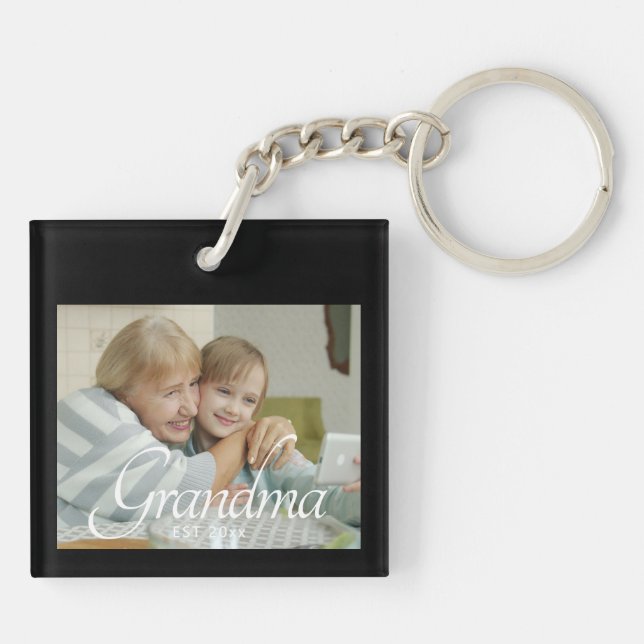 Grandma Established Photo Gift Key Ring (Back)