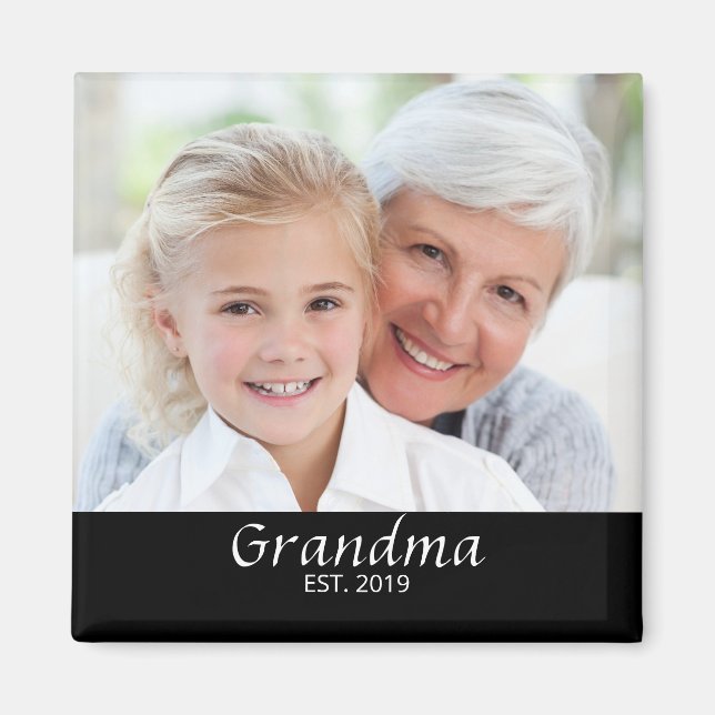 Grandma Established Photo Gift Magnet (Front)