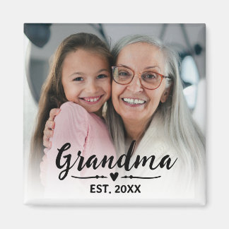 Grandma Established Photo Gift Magnet