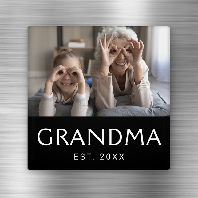 Grandma Established Photo Gift Magnet (Creator Uploaded)
