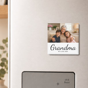Grandma Established Photo Gift Magnet