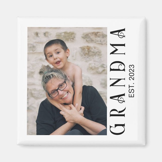 Grandma Established Photo Gift Magnet (Front)