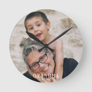 Grandma Established Photo Gift Round Clock