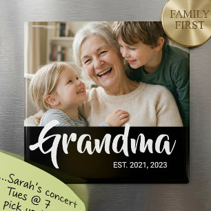 Grandma Established Photo Grandparents Day Gift Magnet