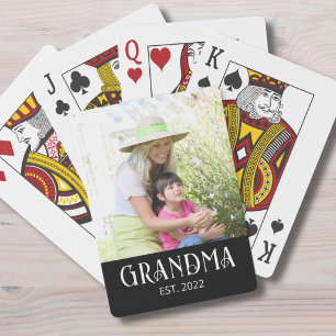 Grandma Established Photo Playing Cards