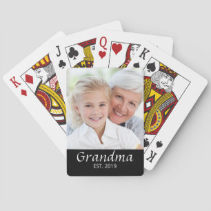 Grandma Established Photo  Playing Cards