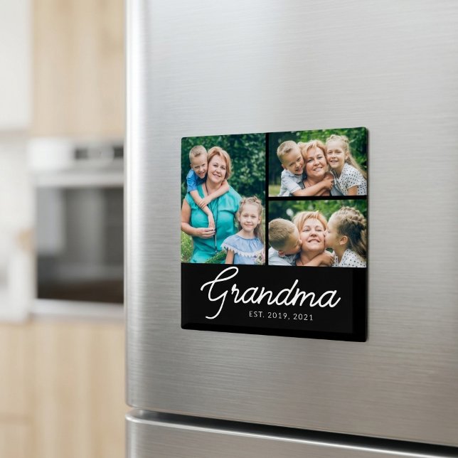 Grandma Established Script 3 Photo Magnet (Creator Uploaded)
