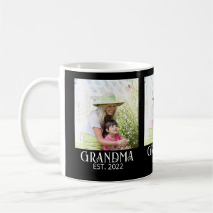Grandma Established Script Black 3 Photo Coffee Mug