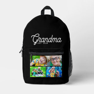 Grandma  Established Script Black 3 Photo Printed Backpack