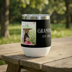 Grandma Established Script Black Photo 