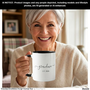 Grandma Established Script Custom Year  Mug