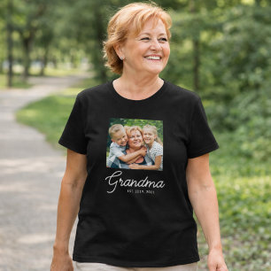 Grandma Established Script Photo T-Shirt