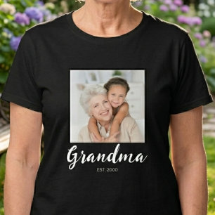 Grandma Established Script Photo  T-Shirt