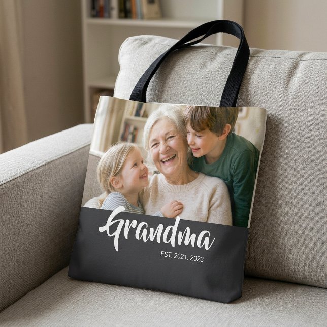 Grandma Established Script Photo Tote Bag (Grandma Established Script Photo Tote Bag)