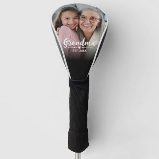 Grandma Established White Script Photo Golf Head Cover