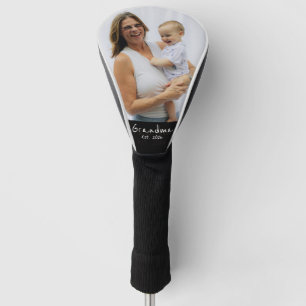 Grandma Established white script photo Golf Head Cover