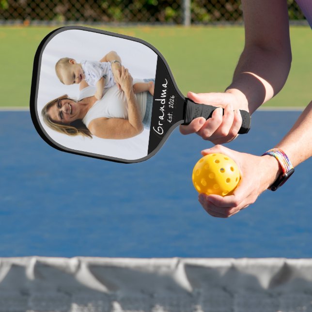 Grandma Established white script photo Pickleball Paddle (Insitu)