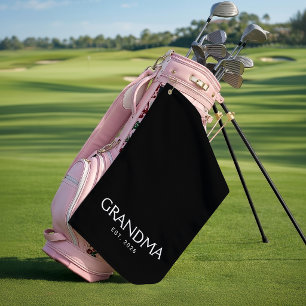 Grandma Established Year Gift Black White Golf Towel