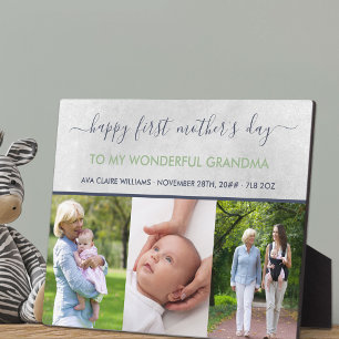 Grandma First Mothers Day - 3 Photo Personalised Plaque