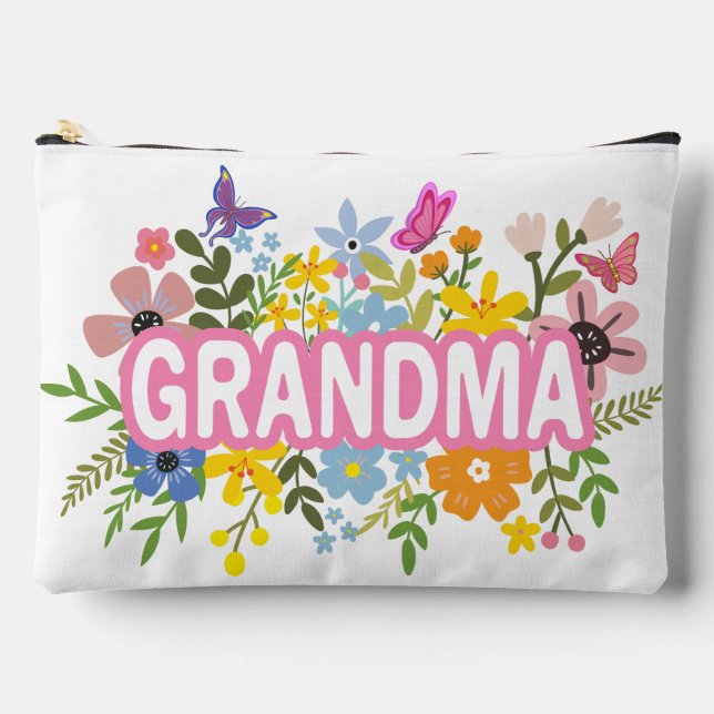 Grandma Floral Cute Accessory Pouch (Front)