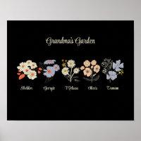 Grandma Flower Garden Custom 5 Name Vintage Floral