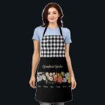 Grandma Flower Garden Custom 7 Name Vintage Floral Apron<br><div class="desc">This Grandma's Garden Flower and Grandkids Name custom design is a delightful blend of vintage charm and personalised warmth. It is the perfect addition to any grandmother's haven, bringing the beauty of a botanical garden right into her home. Featuring a stunning vintage flower illustration that captures the essence of grandma's...</div>