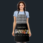 Grandma Flower Garden Custom 7 Name Vintage Floral Apron<br><div class="desc">This Grandma's Garden Flower and Grandkids Name custom design is a delightful blend of vintage charm and personalised warmth. It is the perfect addition to any grandmother's haven, bringing the beauty of a botanical garden right into her home. Featuring a stunning vintage flower illustration that captures the essence of grandma's...</div>