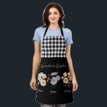 Grandma Flower Garden Custom Name Vintage Floral Apron<br><div class="desc">This Grandma's Garden Flower and Grandkids Name custom design is a delightful blend of vintage charm and personalised warmth. It is the perfect addition to any grandmother's haven, bringing the beauty of a botanical garden right into her home. Featuring a stunning vintage flower illustration that captures the essence of grandma's...</div>