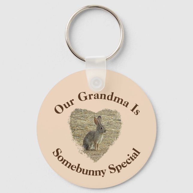 Grandma From Grandchildren Animal Pun Cute Bunny Key Ring (Front)