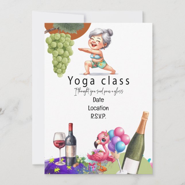 Grandma Funny Saying about yoga and wine  Invitation (Front)