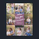 Grandma gift 8 photo grandchild simple purple fleece blanket<br><div class="desc">Grandma gift 8 photo grandchild. Modern simple graphic typography purple design</div>