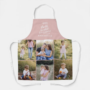 Grandma gift 8 photo grandchild simple typography apron