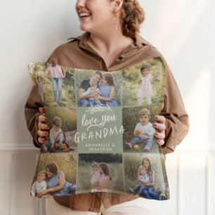 Grandma gift 8 photo grandchild simple typography  cushion