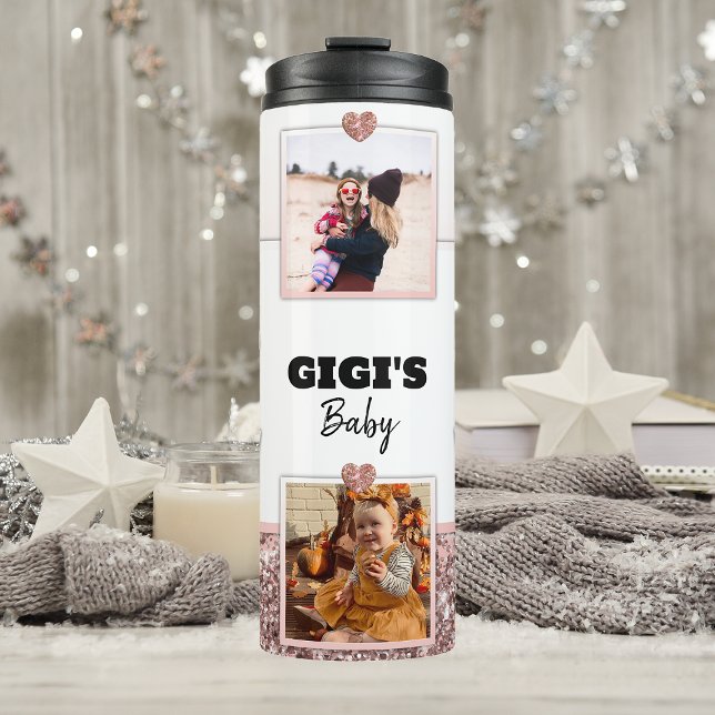 Grandma Gift Gigi Photo Rose Gold Personalized Thermal Tumbler (Creator Uploaded)