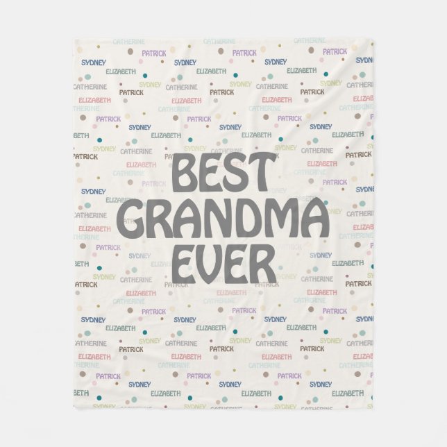 Grandma Gift Grandchildren 3-4 Names Fleece Blanket (Front)