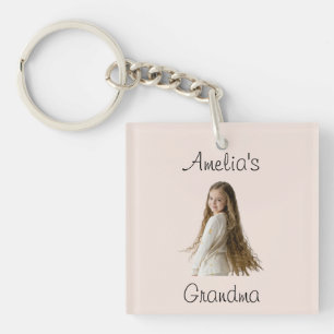 Grandma Gift - Grandchild's Photo & Name -  Key Ring