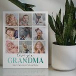 Grandma Gift | Love You Photo Plaque<br><div class="desc">Personalised grandmother photo plaque featuring a elegant white background that can be changed to any colour,  a 9 picture collage template for you to customise,  the saying "love you grandma",  and the names of the grandchildren.</div>