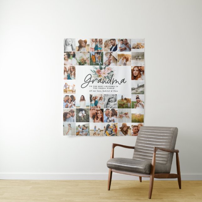 Grandma gift multi photo beautiful floral  tapestry (In Situ)