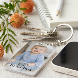 Grandma Gift Personalised Photo and Text  Key Ring