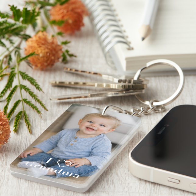Grandma Gift Personalised Photo and Text  Key Ring (Front Right)